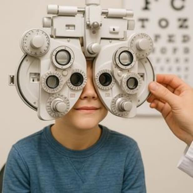 Un enfant passant un examen de la vue.