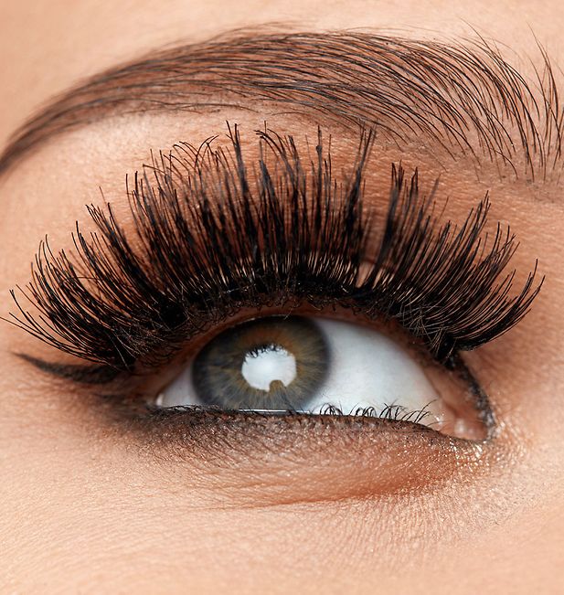 Close up of eye with eyelash extensions 
