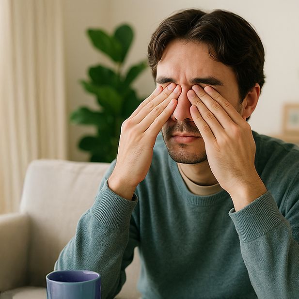 Man wrijft in zijn ogen