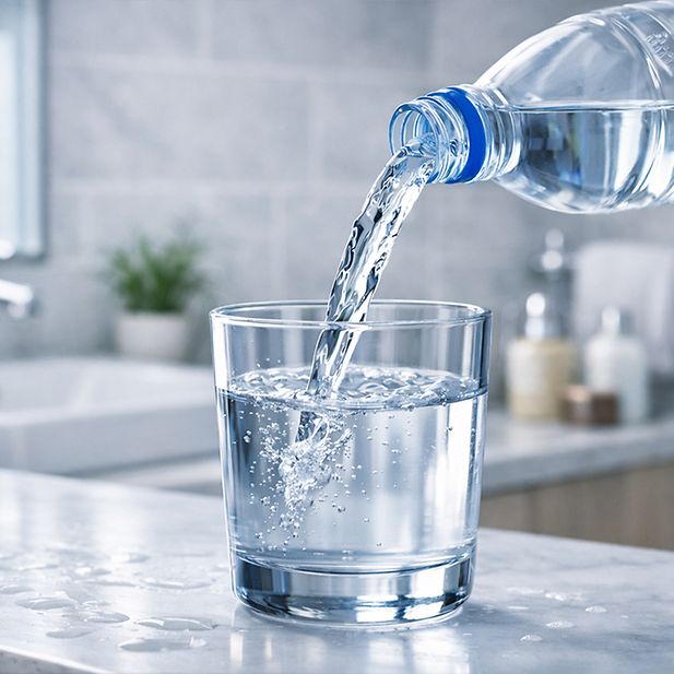 Een glas met water.